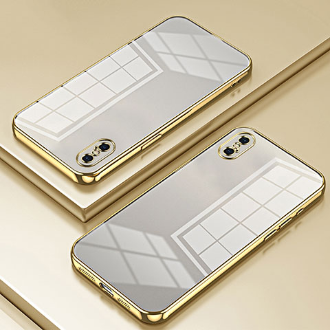 Apple iPhone X用極薄ソフトケース シリコンケース 耐衝撃 全面保護 クリア透明 SY2 アップル ゴールド