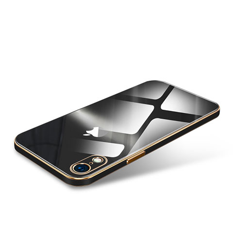Apple iPhone XR用ハイブリットバンパーケース クリア透明 高級感 プラスチック 鏡面 カバー アップル ブラック