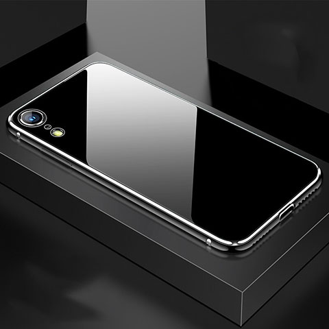 Apple iPhone XR用ケース 高級感 手触り良い アルミメタル 製の金属製 360度 フルカバーバンパー 鏡面 カバー M01 アップル シルバー