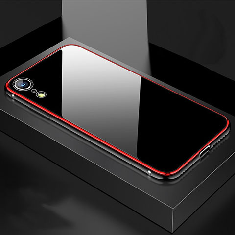 Apple iPhone XR用ケース 高級感 手触り良い アルミメタル 製の金属製 360度 フルカバーバンパー 鏡面 カバー M01 アップル レッド