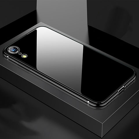 Apple iPhone XR用ケース 高級感 手触り良い アルミメタル 製の金属製 360度 フルカバーバンパー 鏡面 カバー M01 アップル ブラック
