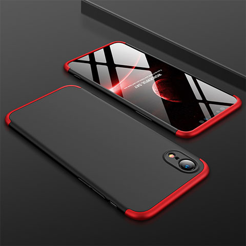 Apple iPhone XR用ハードケース プラスチック 質感もマット 前面と背面 360度 フルカバー アップル レッド・ブラック
