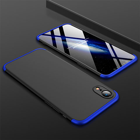 Apple iPhone XR用ハードケース プラスチック 質感もマット 前面と背面 360度 フルカバー アップル ネイビー・ブラック