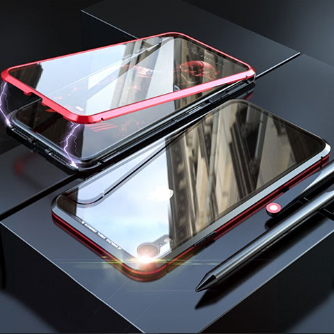 Apple iPhone XR用ケース 高級感 手触り良い アルミメタル 製の金属製 360度 フルカバーバンパー 鏡面 カバー M02 アップル レッド