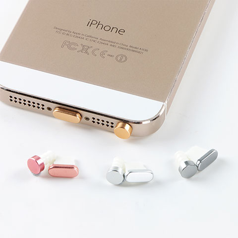 Apple iPhone XR用アンチ ダスト プラグ キャップ ストッパー Lightning USB J05 アップル ゴールド