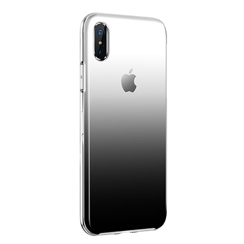 Apple iPhone Xs用極薄ソフトケース グラデーション 勾配色 クリア透明 アップル ブラック