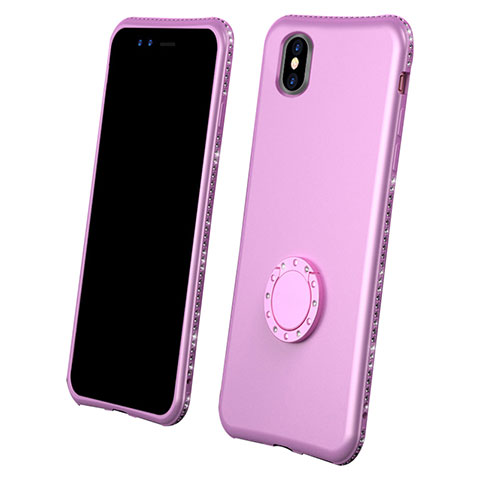 Apple iPhone Xs用前面と背面 360度 フルカバー 極薄ソフトケース シリコンケース 耐衝撃 全面保護 バンパー アップル ピンク