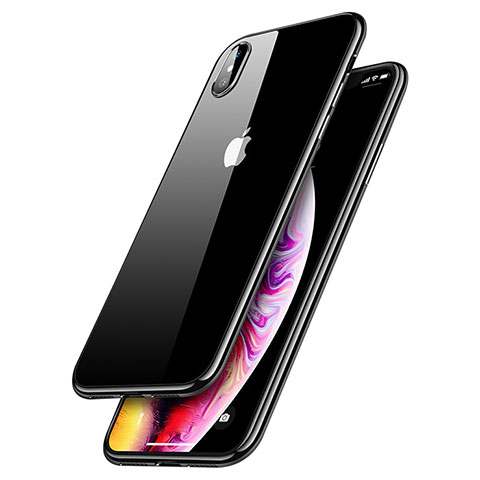 Apple iPhone Xs用極薄ソフトケース シリコンケース 耐衝撃 全面保護 クリア透明 C12 アップル ブラック