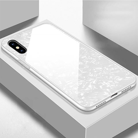 Apple iPhone Xs用ハイブリットバンパーケース プラスチック 鏡面 カバー アップル ホワイト