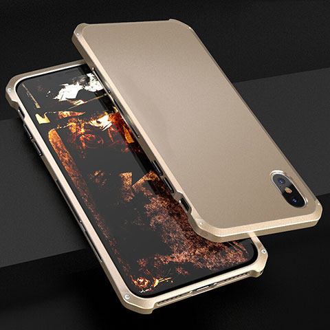 Apple iPhone Xs用ケース 高級感 手触り良い アルミメタル 製の金属製 カバー アップル ゴールド