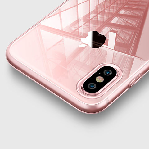 Apple iPhone Xs Max用極薄ソフトケース シリコンケース 耐衝撃 全面保護 クリア透明 アップル ピンク