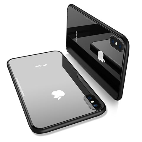 Apple iPhone Xs Max用ハイブリットバンパーケース クリア透明 プラスチック 鏡面 アップル ブラック