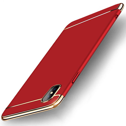 Apple iPhone Xs Max用ケース 高級感 手触り良い メタル兼プラスチック バンパー M05 アップル レッド