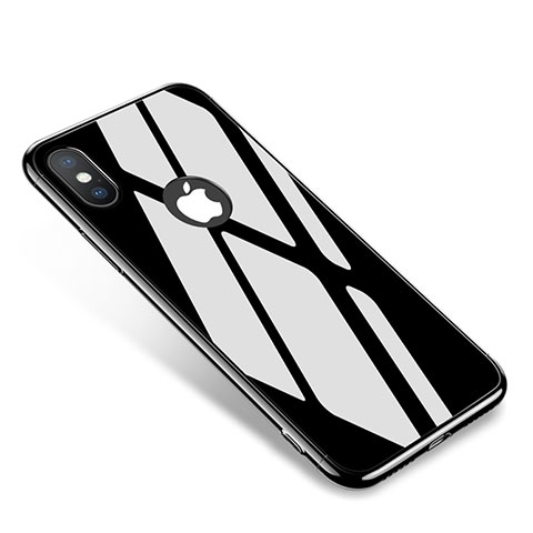 Apple iPhone Xs Max用ケース 高級感 手触り良い アルミメタル 製の金属製 バンパー 鏡面 カバー アップル ブラック