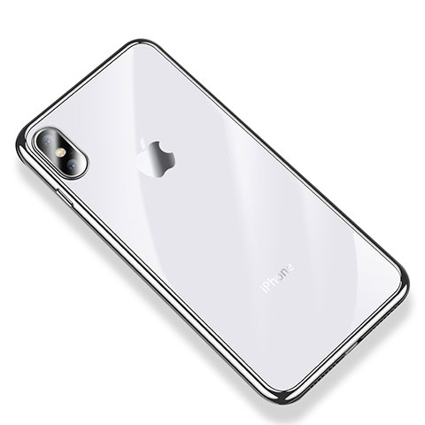 Apple iPhone Xs Max用極薄ソフトケース シリコンケース 耐衝撃 全面保護 クリア透明 V03 アップル シルバー