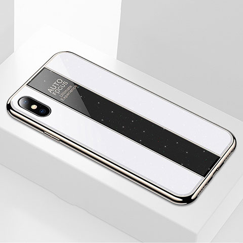 Apple iPhone Xs Max用ハイブリットバンパーケース プラスチック 鏡面 カバー M01 アップル ホワイト