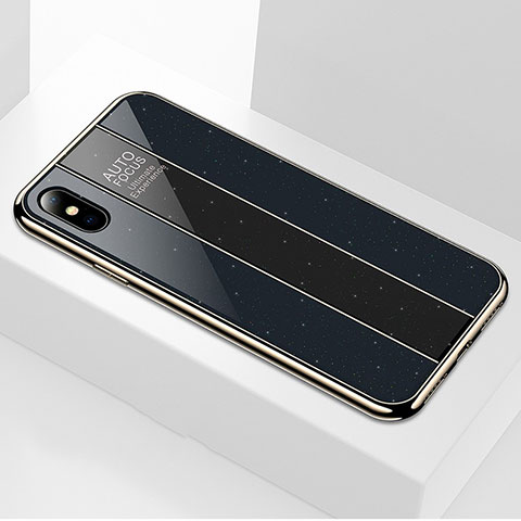 Apple iPhone Xs Max用ハイブリットバンパーケース プラスチック 鏡面 カバー M01 アップル ブラック