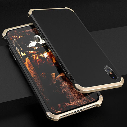 Apple iPhone Xs Max用ケース 高級感 手触り良い アルミメタル 製の金属製 カバー アップル ゴールド・ブラック