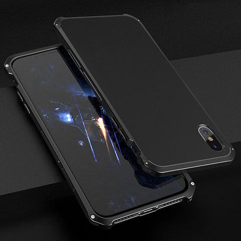 Apple iPhone Xs Max用ケース 高級感 手触り良い アルミメタル 製の金属製 カバー アップル ブラック