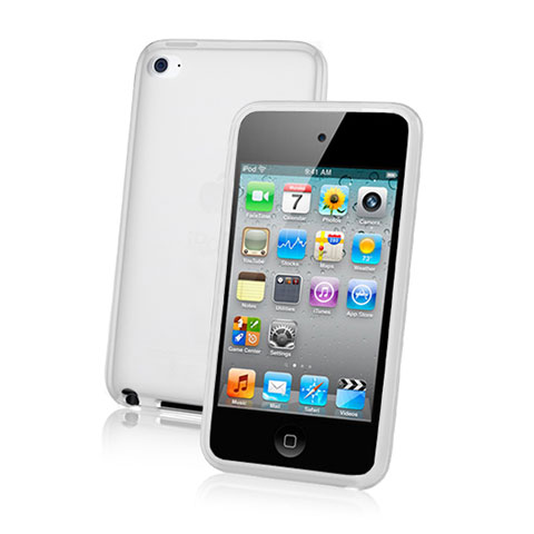 Apple iPod Touch 4用極薄ソフトケース シリコンケース 耐衝撃 全面保護 クリア透明 アップル ホワイト