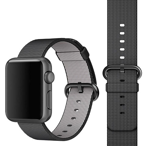 Apple iWatch 2 38mm用ウーブンナイロンバンド アップル ブラック