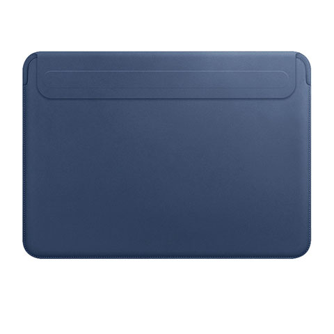 Apple MacBook 12 インチ用高品質ソフトレザーポーチバッグ ケース イヤホンを指したまま L01 アップル ネイビー