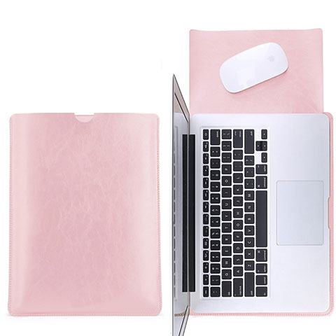 Apple MacBook Air 13 インチ (2020)用高品質ソフトレザーポーチバッグ ケース イヤホンを指したまま L17 アップル ピンク