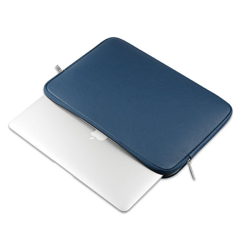 Apple MacBook Air 13.3 インチ (2018)用高品質ソフトレザーポーチバッグ ケース イヤホンを指したまま L16 アップル ネイビー