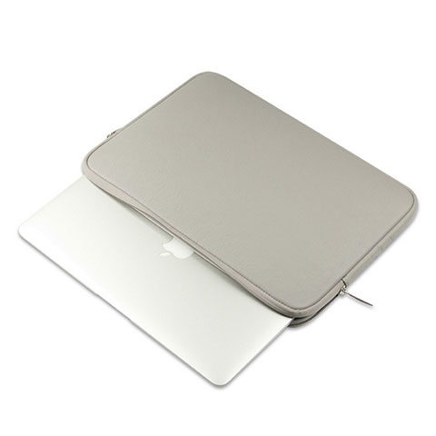 Apple MacBook Pro 13 インチ (2020)用高品質ソフトレザーポーチバッグ ケース イヤホンを指したまま L16 アップル グレー