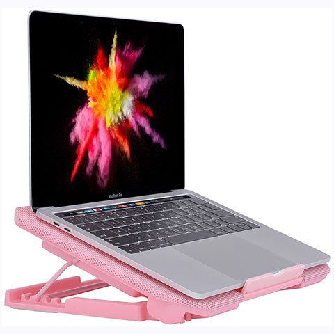 Apple MacBook Pro 15 インチ Retina用ノートブックホルダー クーラー 冷却パッド ファン ラップトップスタンド 9インチ〜16インチ M16 アップル ピンク