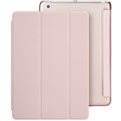 Apple New iPad 9.7 (2017)用手帳型 レザーケース スタンド L01 アップル ピンク