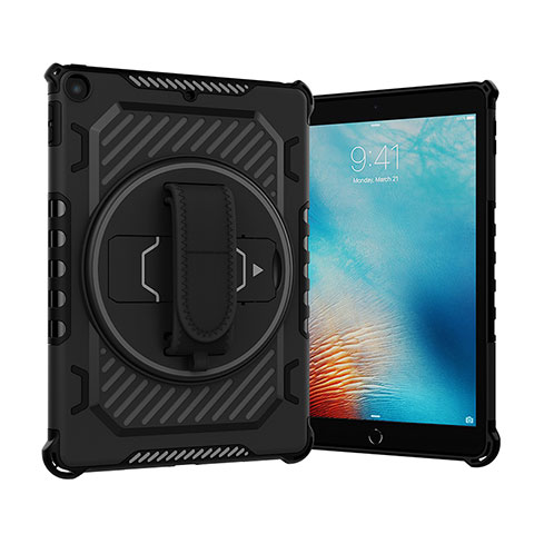 Apple New iPad 9.7 (2017)用ハイブリットバンパーケース スタンド プラスチック 兼シリコーン カバー L07 アップル ブラック