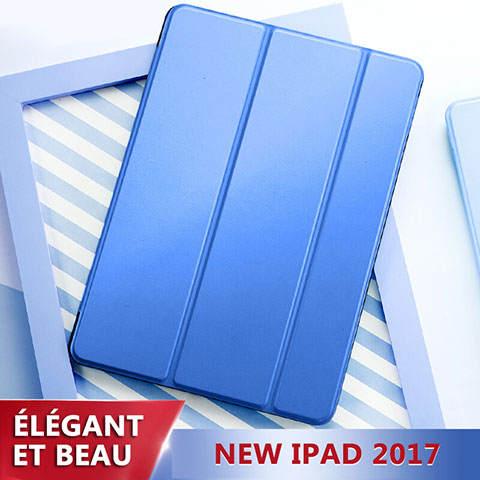 Apple New iPad 9.7 (2018)用手帳型 レザーケース スタンド L01 アップル ネイビー