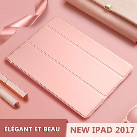 Apple New iPad 9.7 (2018)用手帳型 レザーケース スタンド L10 アップル ローズゴールド