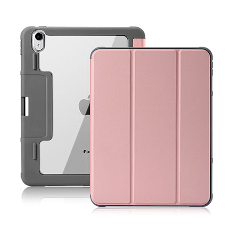 Apple New iPad Air 10.9 (2020)用手帳型 レザーケース スタンド カバー L02 アップル ピンク