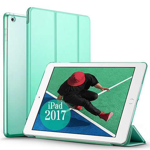 Apple New iPad Pro 9.7 (2017)用手帳型 レザーケース スタンド アップル グリーン