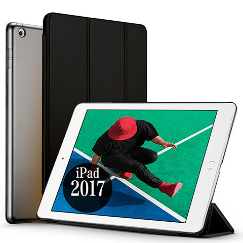 Apple New iPad Pro 9.7 (2017)用手帳型 レザーケース スタンド アップル ブラック