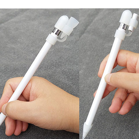 Apple Pencil用ケース カバー ホルダー キャップ スタンド ペン先カバー ライトニングUSBケーブル用 シリコーン製 P02 アップル ホワイト