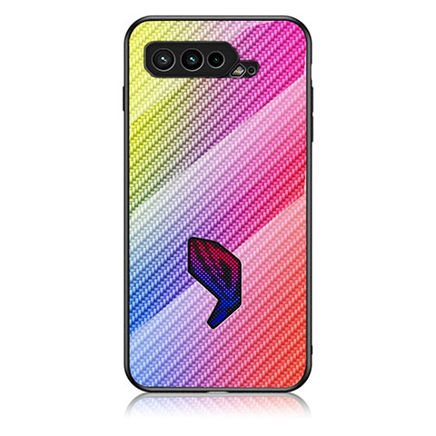 Asus ROG Phone 5 Ultimate用ハイブリットバンパーケース プラスチック 鏡面 虹 グラデーション 勾配色 カバー LS2 Asus オレンジ