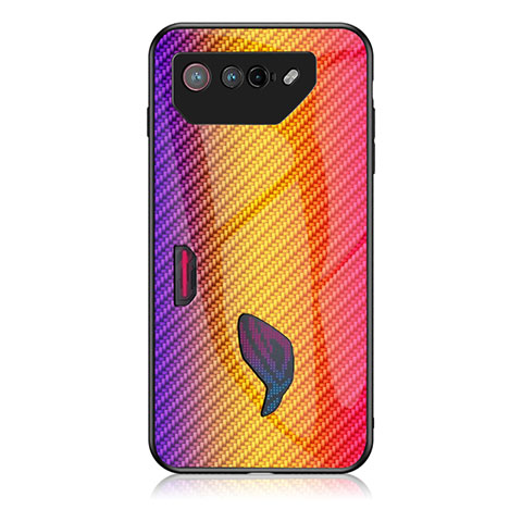Asus ROG Phone 7 Pro用ハイブリットバンパーケース プラスチック 鏡面 虹 グラデーション 勾配色 カバー LS2 Asus オレンジ