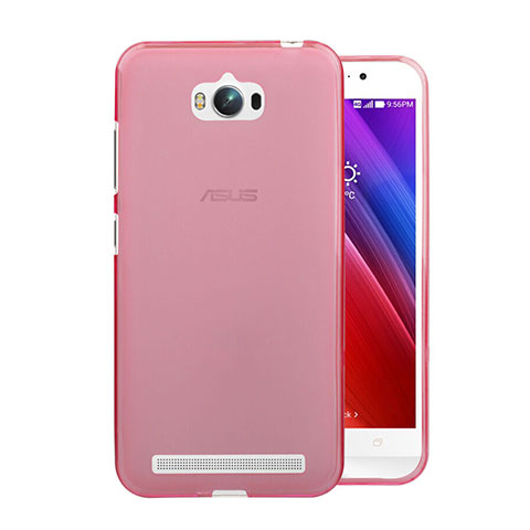 Asus Zenfone Max ZC550KL用極薄ソフトケース シリコンケース 耐衝撃 全面保護 クリア透明 Asus ピンク