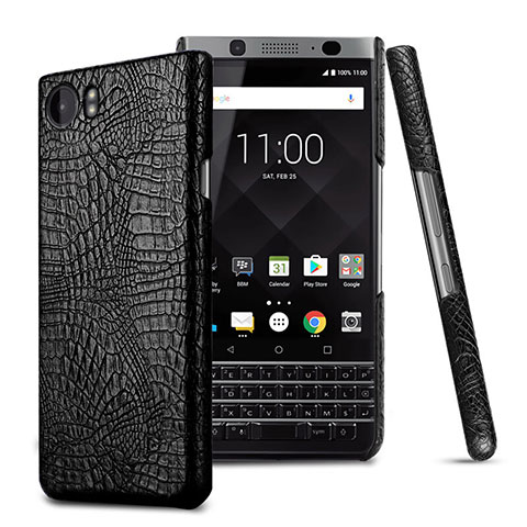 Blackberry KEYone用ハードケース プラスチック レザー柄 Blackberry ブラック