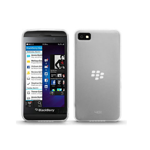 Blackberry Z10用極薄ソフトケース シリコンケース 耐衝撃 全面保護 クリア透明 Blackberry ホワイト
