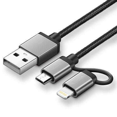 Lightning USBケーブル 充電ケーブル Android Micro USB ML04 ブラック