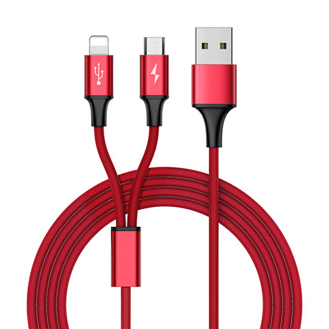 Lightning USBケーブル 充電ケーブル Android Micro USB ML05 レッド