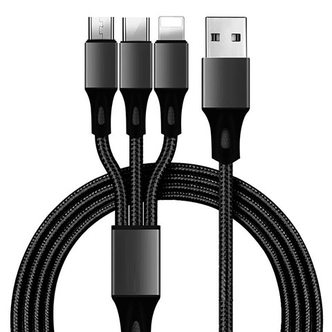 Lightning USBケーブル 充電ケーブル Android Micro USB Type-C ML09 ブラック