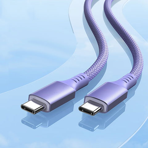 Type-C USB-C to Type-C USB-C アクティブ変換ケーブルアダプタ 100W H06 パープル