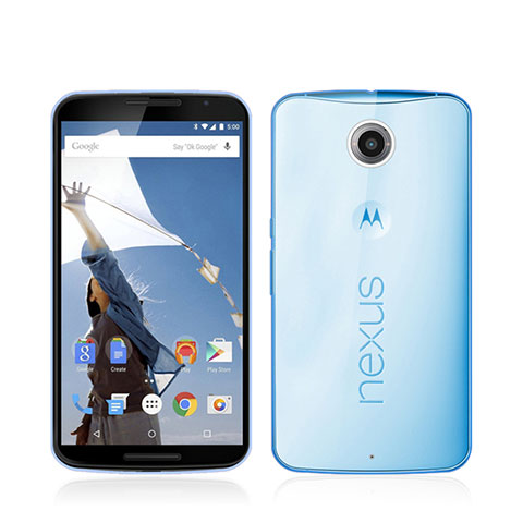 Google Nexus 6用極薄ソフトケース シリコンケース 耐衝撃 全面保護 クリア透明 グーグル ネイビー