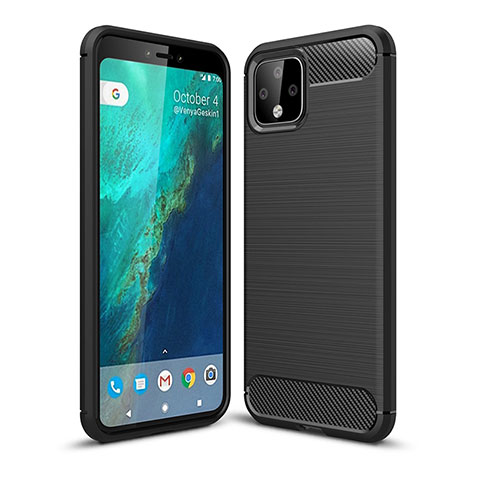 Google Pixel 4用シリコンケース ソフトタッチラバー ライン カバー WL1 グーグル ブラック