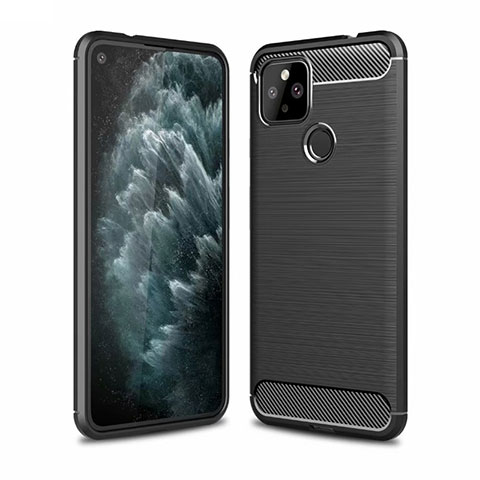 Google Pixel 4a 5G用シリコンケース ソフトタッチラバー ライン カバー グーグル ブラック